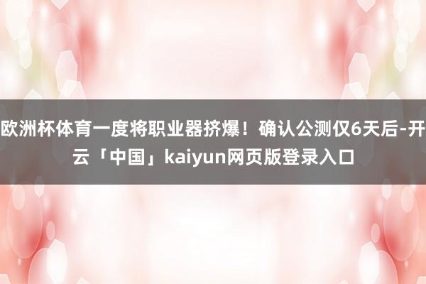 欧洲杯体育一度将职业器挤爆！确认公测仅6天后-开云「中国」k