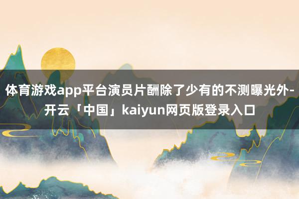 体育游戏app平台演员片酬除了少有的不测曝光外-开云「中国」kaiyun网页版登录入口