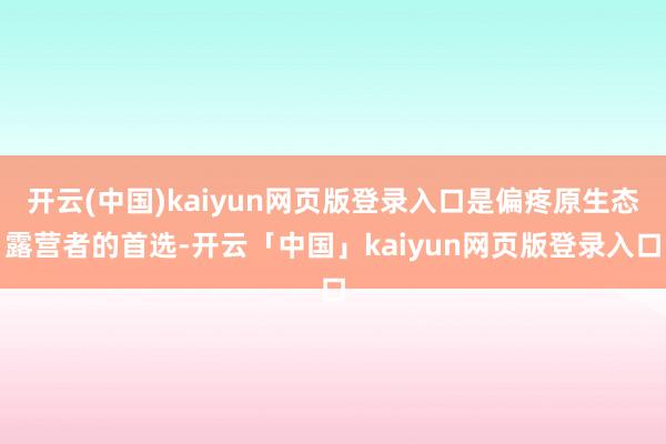 开云(中国)kaiyun网页版登录入口是偏疼原生态露营者的首