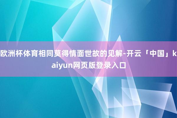 欧洲杯体育相同莫得情面世故的见解-开云「中国」kaiyun网页版登录入口