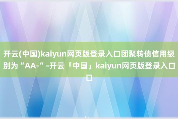 开云(中国)kaiyun网页版登录入口团聚转债信用级别为“A