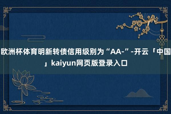 欧洲杯体育明新转债信用级别为“AA-”-开云「中国」kaiy