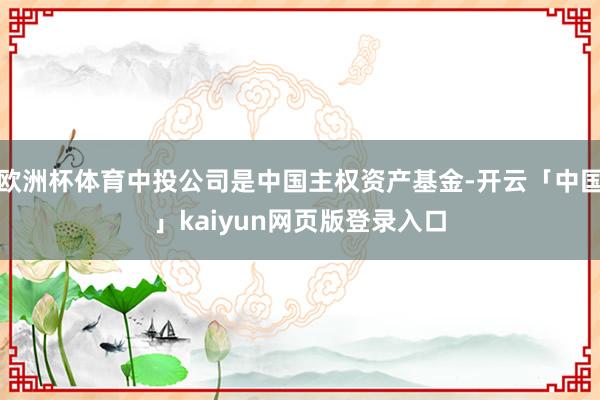 欧洲杯体育中投公司是中国主权资产基金-开云「中国」kaiyu